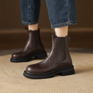 Fashion Ankle Boots with Chunky Mid Heel and Back Zip - Style q.html