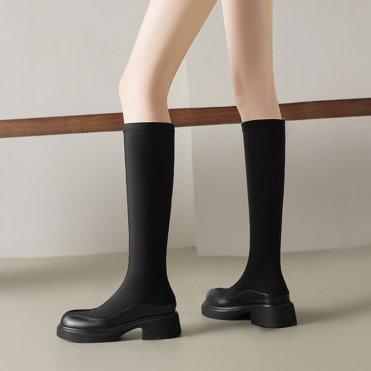 Women's Fashion Ankle Boots with Chunky Mid Heel and Round Toe - Style k.html - Image 2