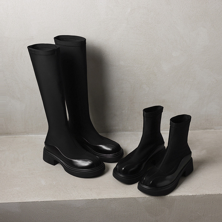 Women's Fashion Ankle Boots with Chunky Mid Heel and Round Toe - Style k.html