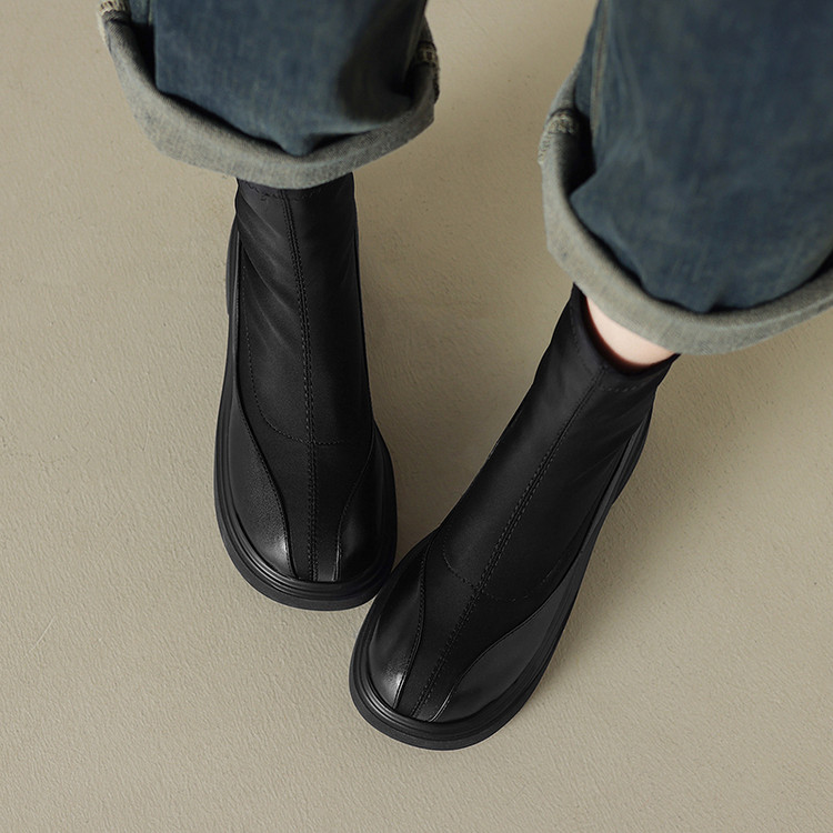 Women's Fashion Ankle Boots with Chunky Mid Heel and Round Toe - Style k.html - Image 4